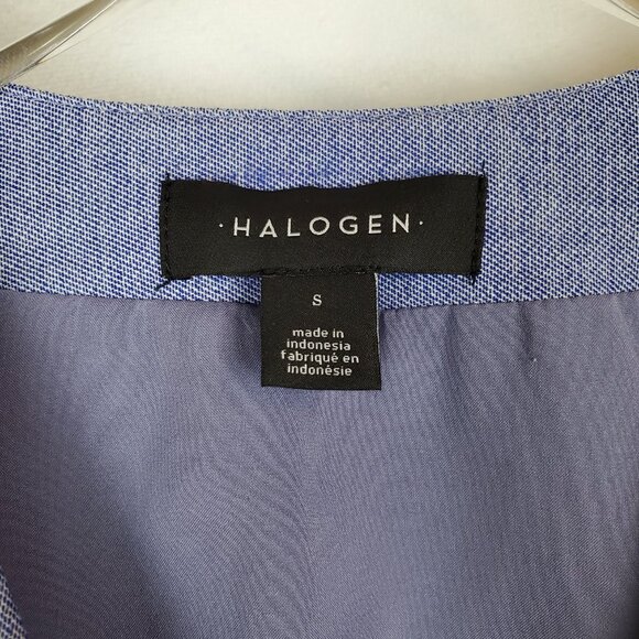 Halogen Blue Chambray Puff Sleeve Wrap Shirt Jacket - Picture 3 of 5